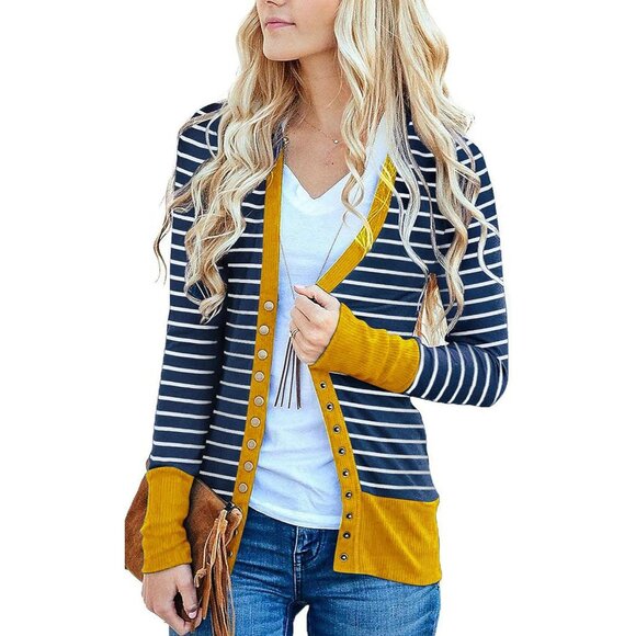 Women's Knit Button Down Cardigan Long Sleeve Casual Open Front Sweater - Picture 1 of 9